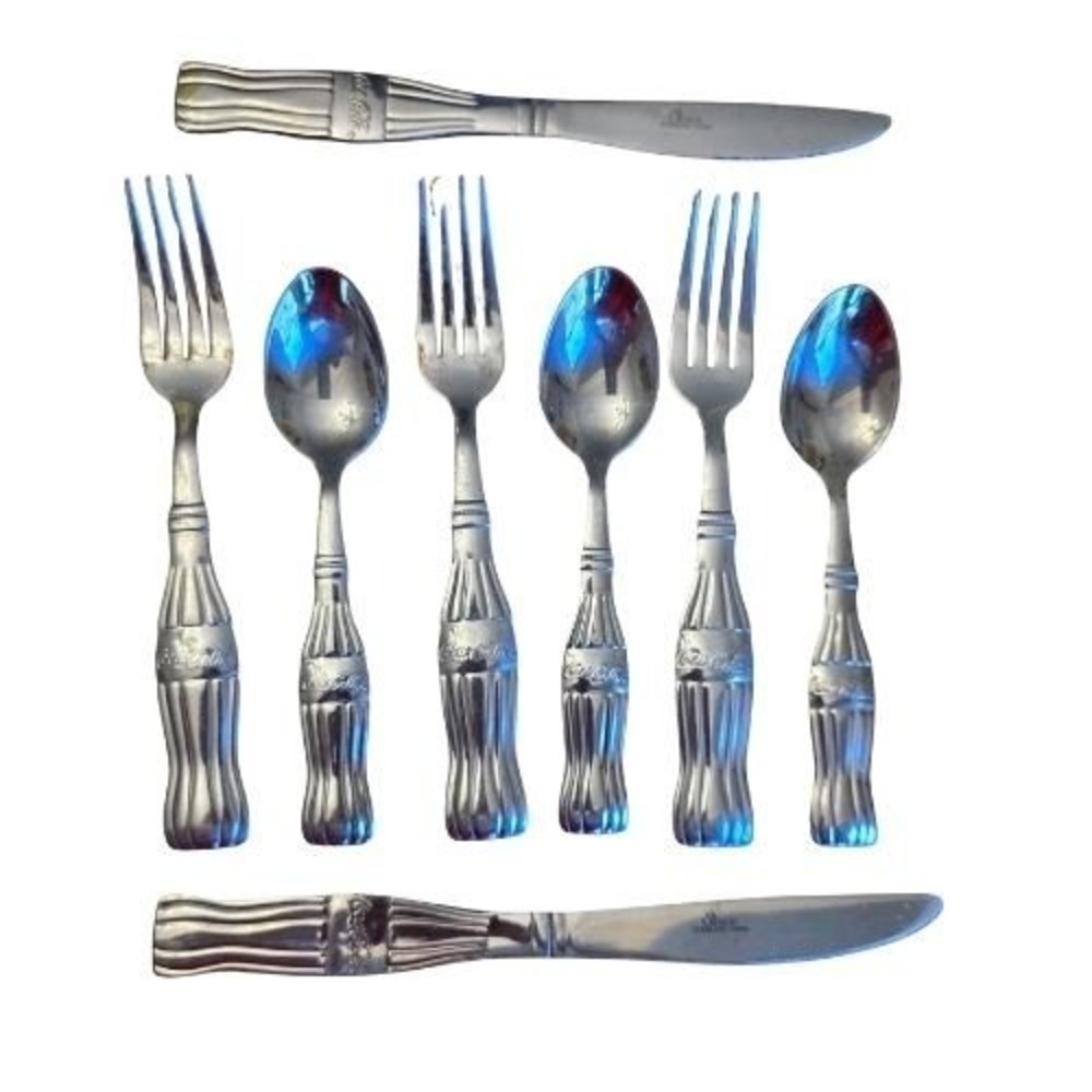 Gibson Coca-Cola Stainless Steel‎ Flatware Set 8pc Bottle Handle Vintage Style